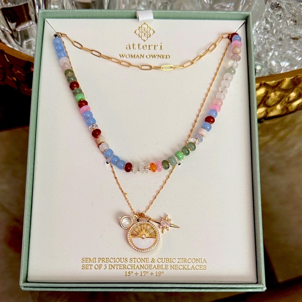 Multicolor Semi-Precious Stone Necklace Set